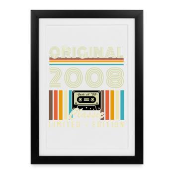 2008 Vintage Rétro Cadeau d’anniversaire - Affiche encadrée (27 × 37 cm) - noir - Devant