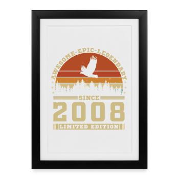2008 Vintage Rétro Cadeau d’anniversaire - Affiche encadrée (27 × 37 cm) - noir - Devant