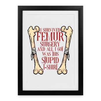 Fracture de la jambe Cuisse cassée - Affiche encadrée (27 × 37 cm) - noir - Devant