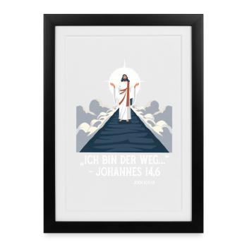 Jesus shows the way Christian faith saying - Framed poster (27 × 37 cm) - black - Front