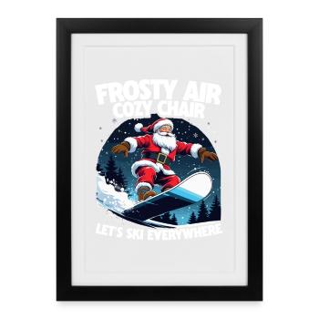 Skiing Skiers Winter sports - Framed poster (27 × 37 cm) - black - Front