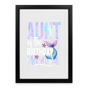 Sirène tante de la sirène d'anniversaire - Affiche encadrée (27 × 37 cm) - noir - Devant