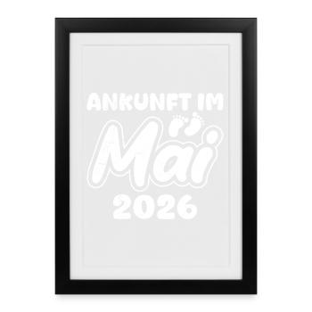 Future maman ARRIVANT EN MAI 2026 Drôle - Affiche encadrée (27 × 37 cm) - noir - Devant