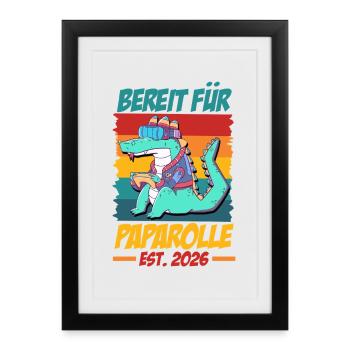Papa joueur PRÊT POUR PAPA ROLL EST 2026 Drôle - Affiche encadrée (27 × 37 cm) - noir - Devant