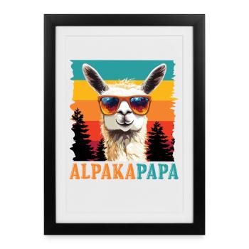 Fathers ALPACA PAPA Retro Llama Funny - Framed poster (27 × 37 cm) - black - Front