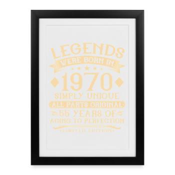 55e anniversaire né en 1970 - 55 ans - Affiche encadrée (27 × 37 cm) - noir - Devant