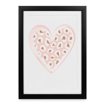 Leopard Pattern Heart Design - Framed poster (27 × 37 cm) - black - Front