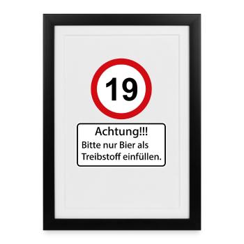 19 Caution only fill beer as fuel - Framed poster (27 × 37 cm) - black - Front