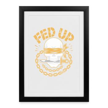 Crâne de pirate rebelle avec chaîne en or - Affiche encadrée (27 × 37 cm) - noir - Devant