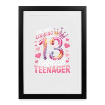13. Geburtstag Teenager Geschenk - Gerahmtes Poster (27 × 37 cm) - Schwarz - Vorne