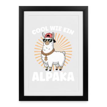 Alpaca Fan COOL AS AN ALPACA Llama Funny - Framed poster (27 × 37 cm) - black - Front