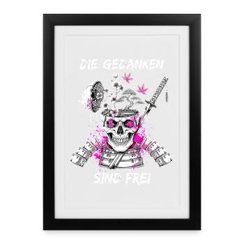 Guerrier Crâne Samouraï - Affiche encadrée (27 × 37 cm) - noir - Devant