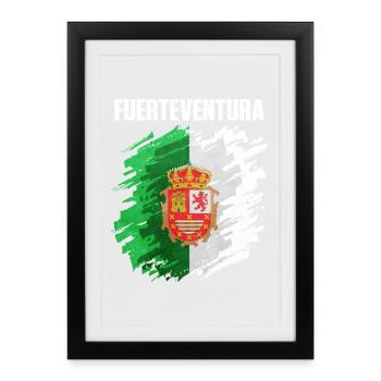 Conception du drapeau de Fuerteventura - Affiche encadrée (27 × 37 cm) - noir - Devant