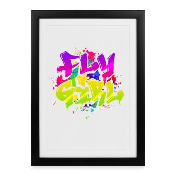 Fly Girl Old School Hip Hop Tribute 80s 90s Style - Framed poster (27 × 37 cm) - black - Front