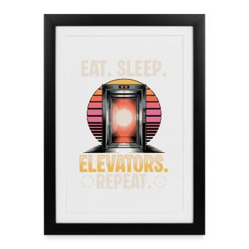 Ascenseur pour tout-petits et enfants - Affiche encadrée (27 × 37 cm) - noir - Devant