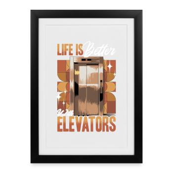 Ascenseur pour tout-petits et enfants - Affiche encadrée (27 × 37 cm) - noir - Devant