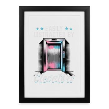 Ascenseur pour tout-petits et enfants - Affiche encadrée (27 × 37 cm) - noir - Devant