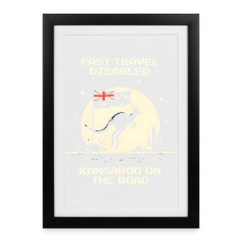 Kangaroo on the way in retro design - Framed poster (27 × 37 cm) - black - Front