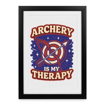 Archery Is My Therapy Archer - Framed poster (27 × 37 cm) - black - Front