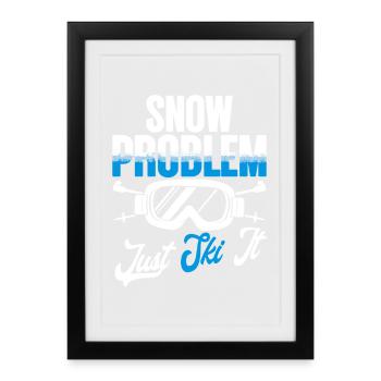 Ski Skier Wintersport Snow Problem - Framed poster (27 × 37 cm) - black - Front