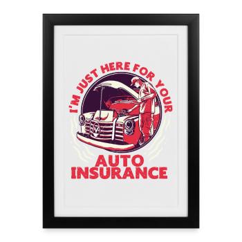 Courtier d'assurance assurance automobile - Affiche encadrée (27 × 37 cm) - noir - Devant