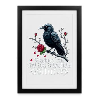 Black Raven with Roses and Skull - Framed poster (27 × 37 cm) - black - Front