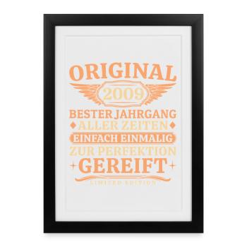 Carte originale du 16e anniversaire, millésime 2009 - Affiche encadrée (27 × 37 cm) - noir - Devant