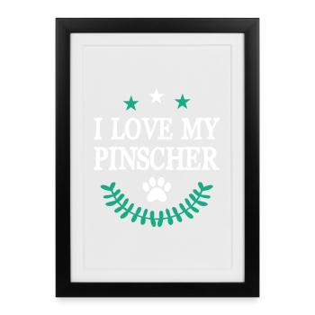J’adore mon Pinscher - Affiche encadrée (27 × 37 cm) - noir - Devant