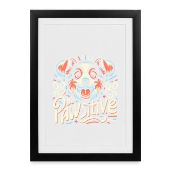 Be pawsitive cute dog - Framed poster (27 × 37 cm) - black - Front