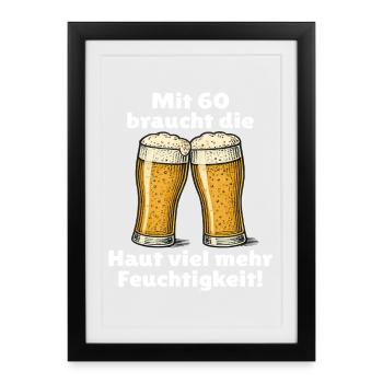 Proverbe sur la bière pour le 60e anniversaire des hommes - Affiche encadrée (27 × 37 cm) - noir - Devant