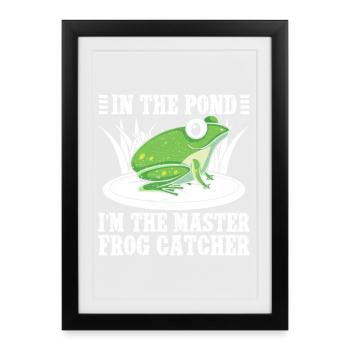 Maître Frog Catcher Dessin animé - Affiche encadrée (27 × 37 cm) - noir - Devant