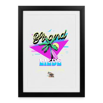 Tropical Love Saying with Palm Tree - Framed poster (27 × 37 cm) - black - Front