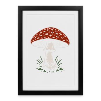 Fly agaric - mushrooms - saying - Framed poster (27 × 37 cm) - black - Front