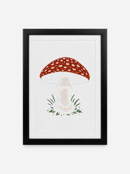 Fliegenpilz - Pilze - Spruch - Gerahmtes Poster (27 × 37 cm) - Schwarz