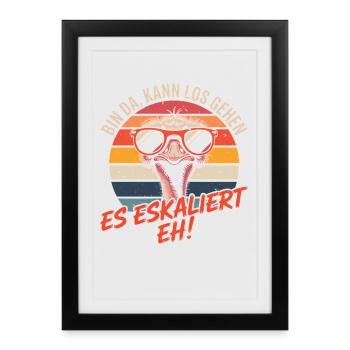 Strauss Je suis là, on y va. Ça s'intensifie de toute façon. - Affiche encadrée (27 × 37 cm) - noir - Devant