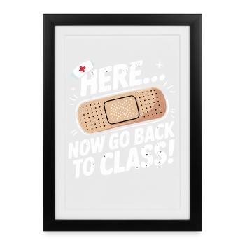 Motif de chapeau d'école humoristique pour la rentrée scolaire - Affiche encadrée (27 × 37 cm) - noir - Devant