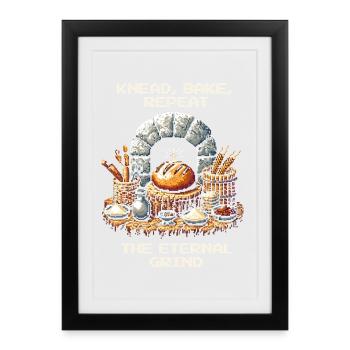 Knead, Bake, Repeat | Bread Baking Humor - Framed poster (27 × 37 cm) - black - Front