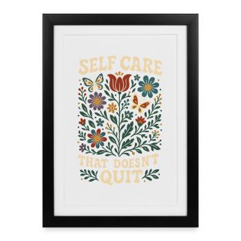 Self-care that never stops: Mindfulness - Framed poster (27 × 37 cm) - black - Front