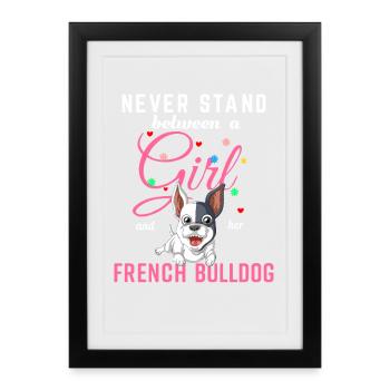 T-shirt Empowerment Fille et Bouledogue Français - Affiche encadrée (27 × 37 cm) - noir - Devant