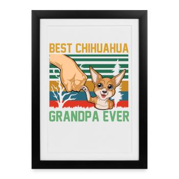 Meilleur t-shirt graphique de grand-père chihuahua de tous les temps - Affiche encadrée (27 × 37 cm) - noir - Devant