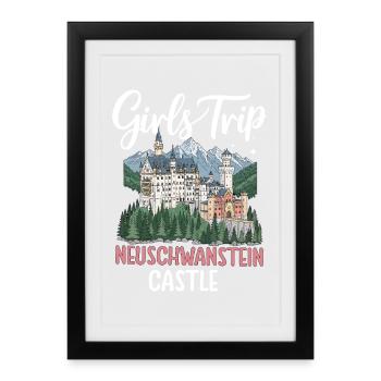 Excursion entre filles au château de Neuschwanstein - Affiche encadrée (27 × 37 cm) - noir - Devant