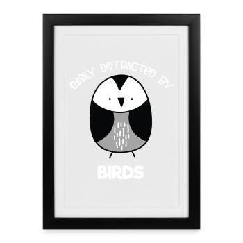 Minimalist Bird Cartoon Illustration - Framed poster (27 × 37 cm) - black - Front