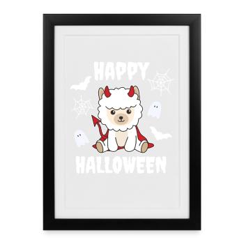 Alpaca Happy Halloween Devil Costume - Framed poster (27 × 37 cm) - black - Front
