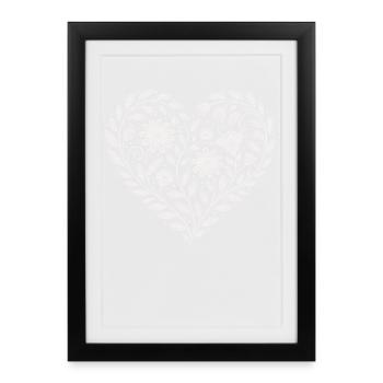 Flower Heart Pattern Florist - Framed poster (27 × 37 cm) - black - Front