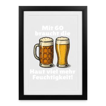 Proverbe sur la bière pour le 60e anniversaire des hommes - Affiche encadrée (27 × 37 cm) - noir - Devant