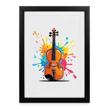 Vibrant violin art design - Framed poster (27 × 37 cm) - black - Front