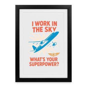 Hôtesse de l’air Personnel navigant commercial Life Aviation - Affiche encadrée (27 × 37 cm) - noir - Devant