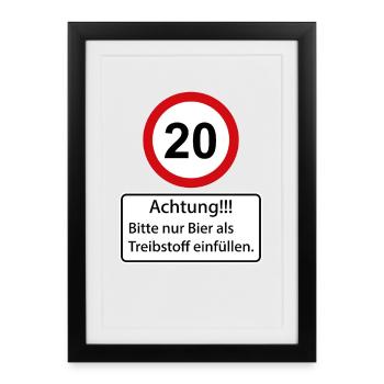 20 Caution only fill beer as fuel - Framed poster (27 × 37 cm) - black - Front