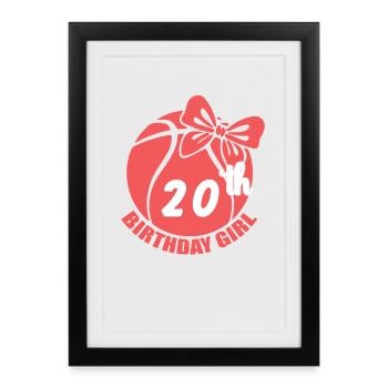Basket-ball 20e anniversaire Basketteur - Affiche encadrée (27 × 37 cm) - noir - Devant