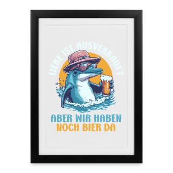 Malle L’AMOUR EST ÉPUISÉ BIÈRE TOUJOURS LÀ - Affiche encadrée (27 × 37 cm) - noir - Devant